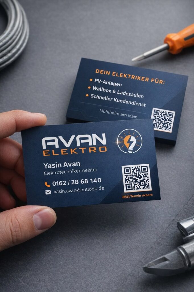 Visitenkarte AVAN ELEKTRO, Kontakt Yasin Avan